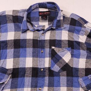Northpoint Gingham Flannel Casual Button Up Shirt Womens Size XL Blue Black
